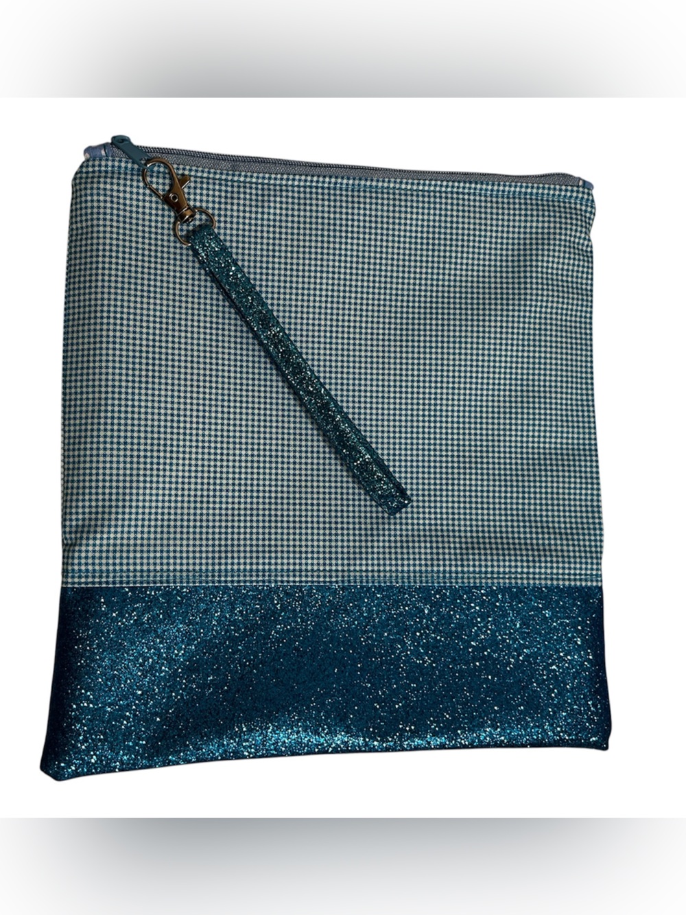 Blue Glitter Wristlet Clutch